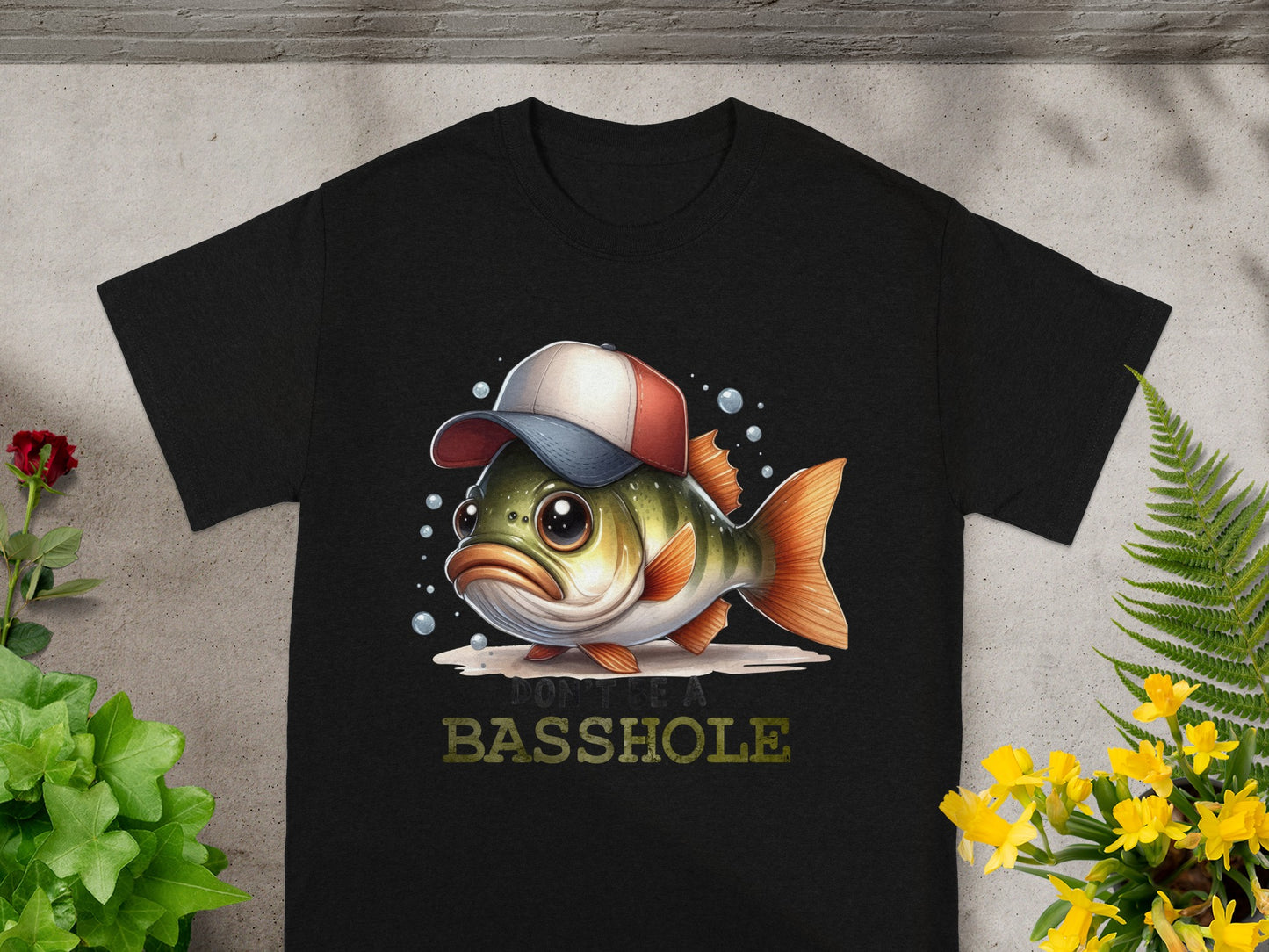Don't Be a Basshole Funny Fish and Hat Graphic Shirt