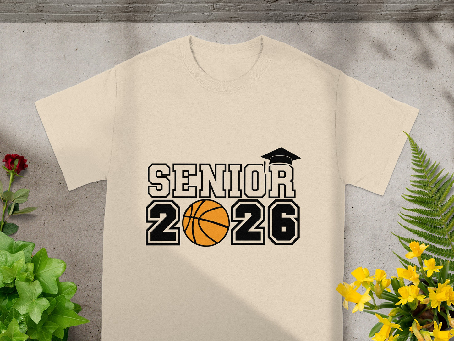 Senior 2026 with Basketball and Graduation Cap Shirt