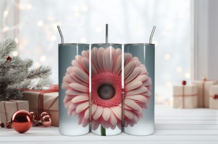 Pink Daisy flower tumbler