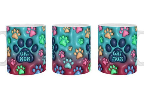 3D inflated looking Dog Mom Paw Print Coffee mug