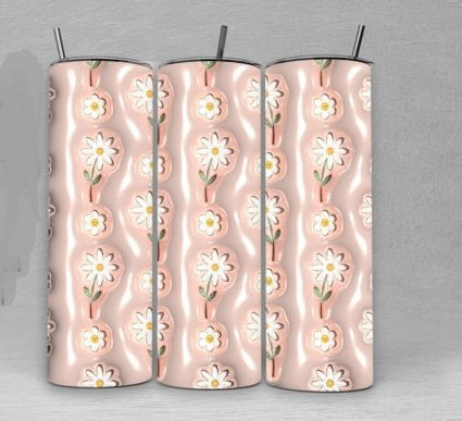 Pink and White Daisy tumbler