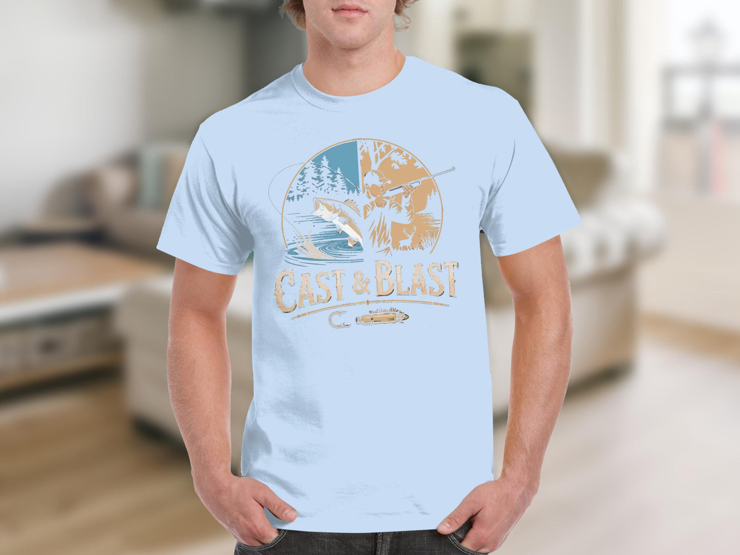 Cast and Blast Fishing and Hunting Graphic T-Shirt