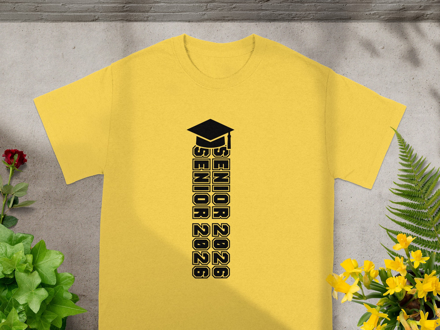 Senior 2026 Graduation Cap Yellow T-shirt