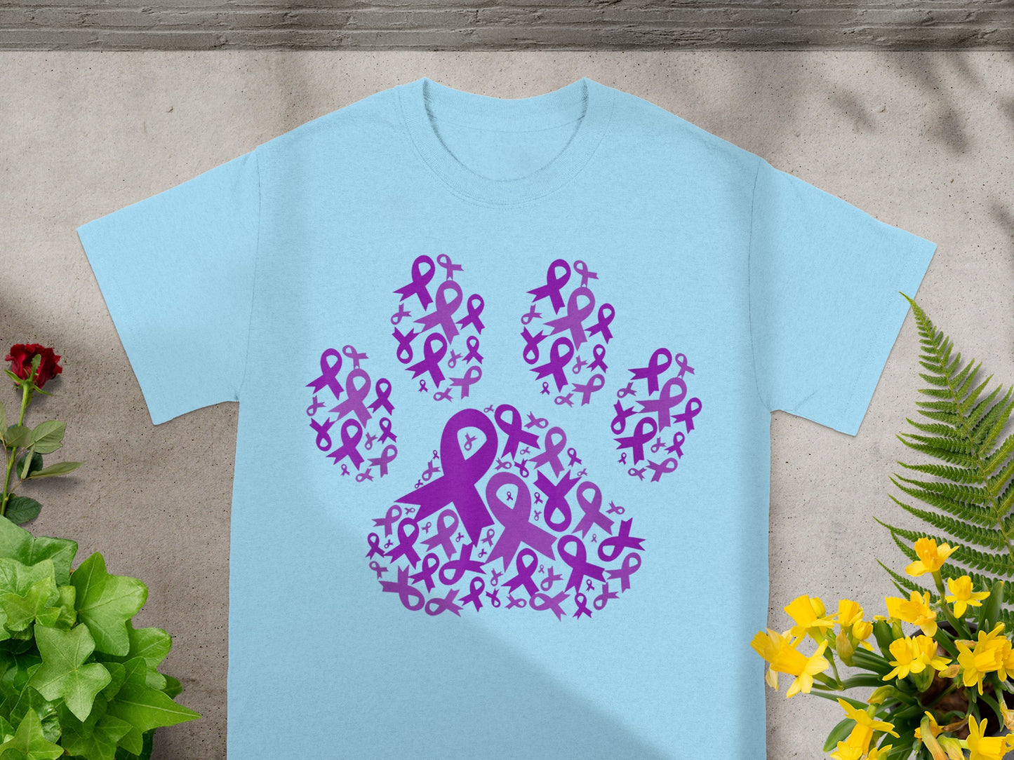 Paw Shaped Ribbon Design Awareness T-Shirt