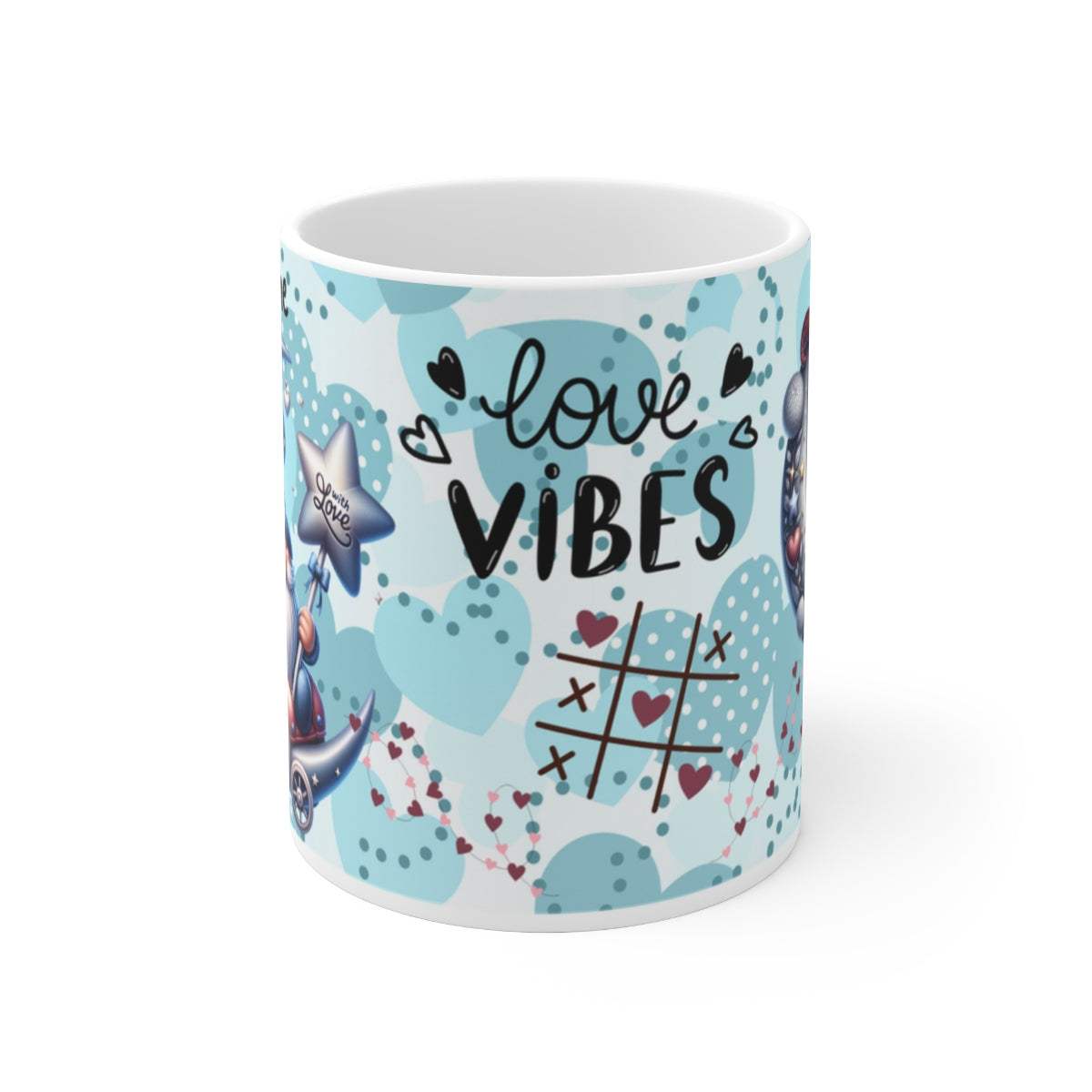 Cute Love Vibes Hearts and Stars Ceramic Mug