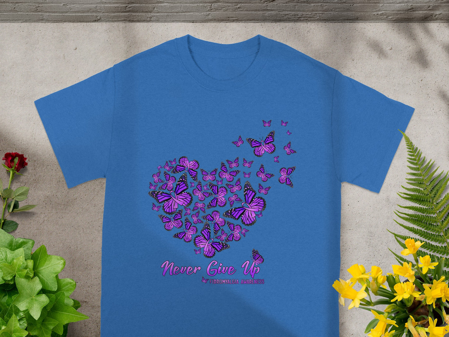 Never Give Up Fibromyalgia Awareness T-Shirt