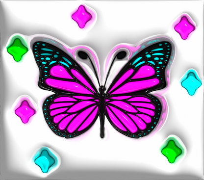 3D puff butterfly tumblers in White