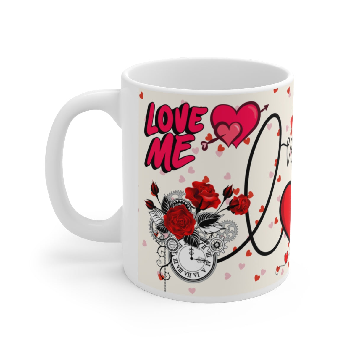 Love Me Heart and Roses Design Valentine's Day Mug