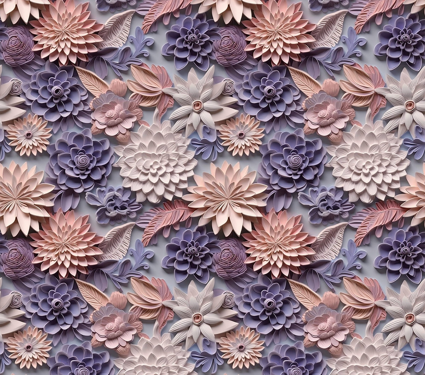 Periwinkle, pink, and off white 3D flower tumbler