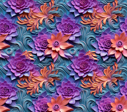 Colorful Paper flower tumbler purple, red, and blue