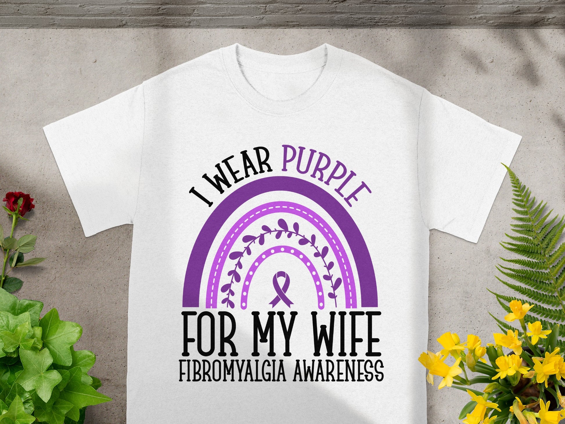 I Wear Purple For My Wife Fibromyalgia Awareness Shirt