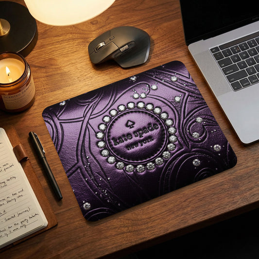 Kate Spade New York mousepad with embossed purple texture and rhinestones.