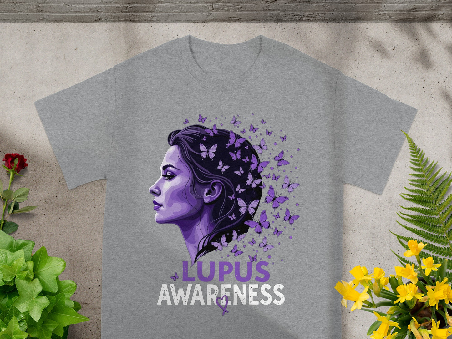 Lupus Awareness Purple Butterfly Design T-Shirt