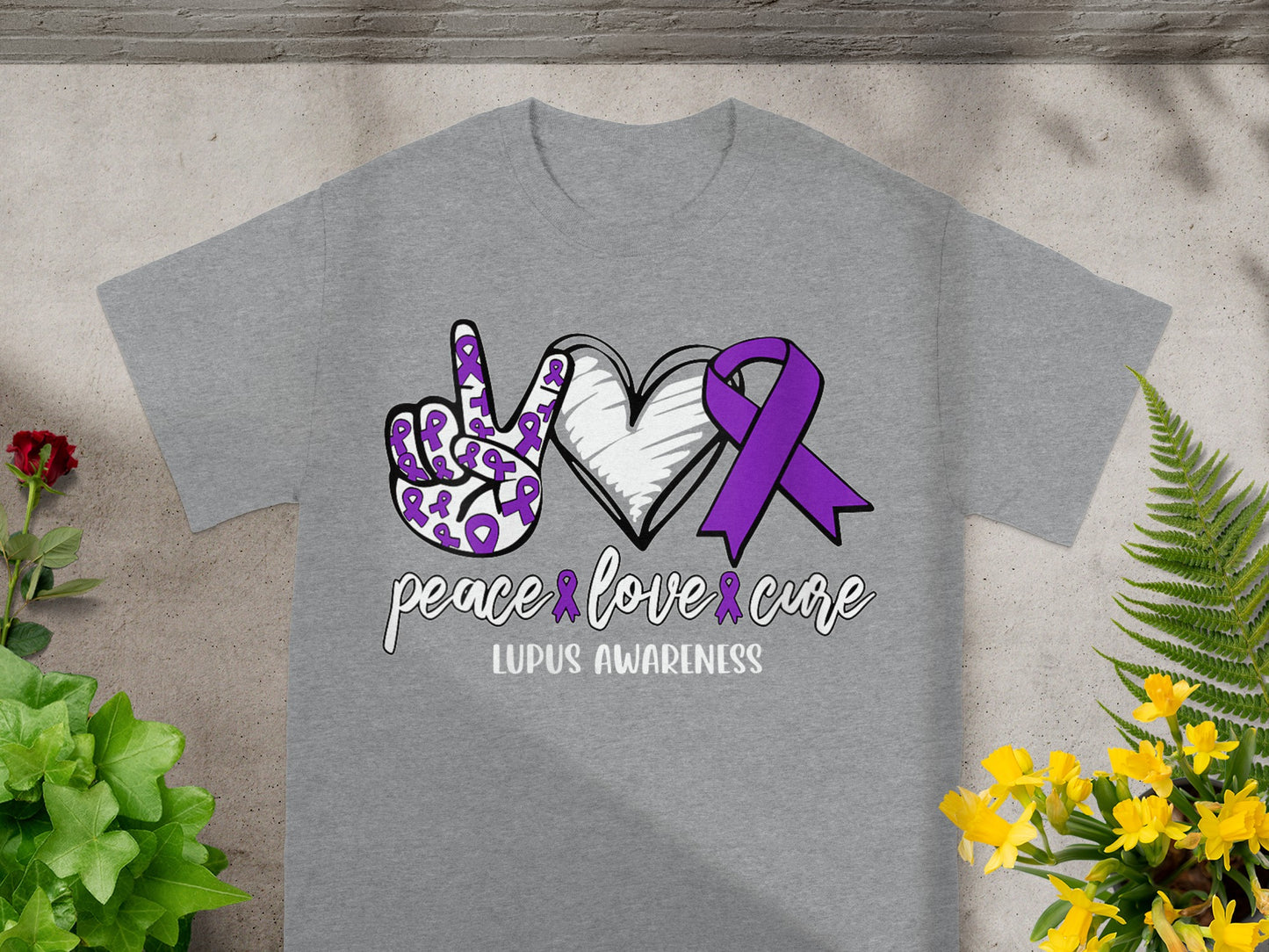 Peace Love Cure Lupus Awareness Graphic Shirt