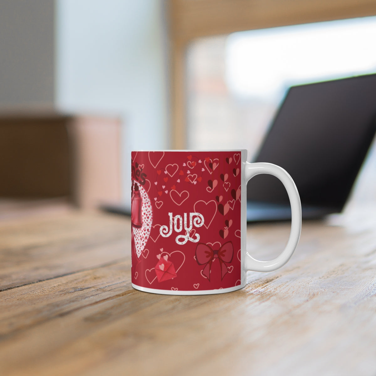 Joyful Valentine's Day Heart Pattern Mug