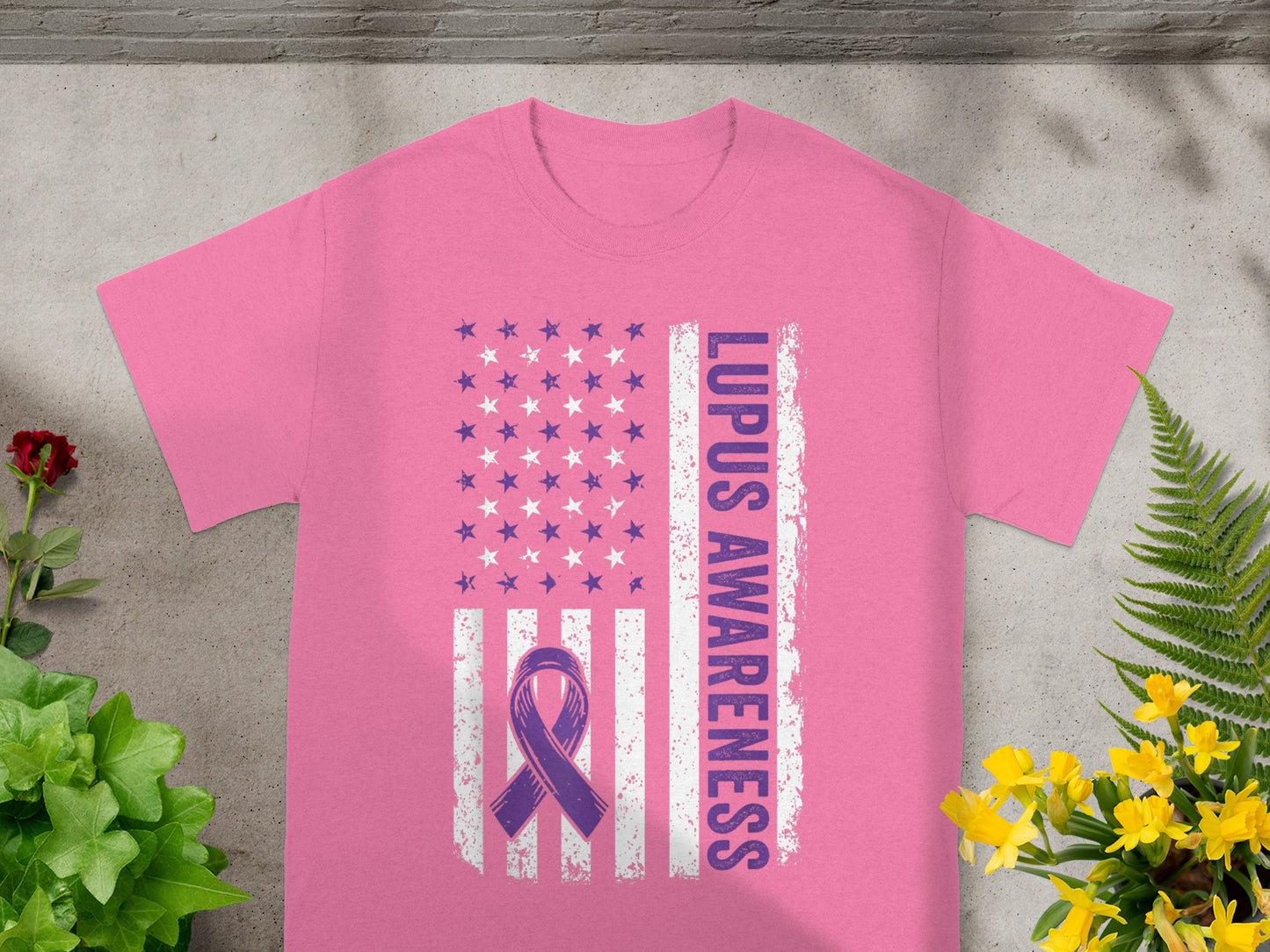 Lupus Awareness American Flag Ribbon T-Shirt
