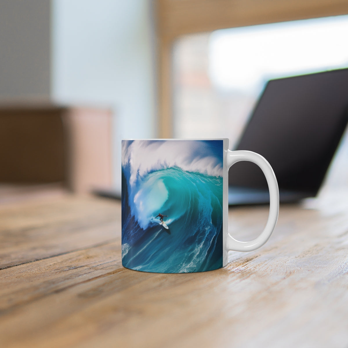 Surfer Riding Giant Wave Ocean Scene Mug