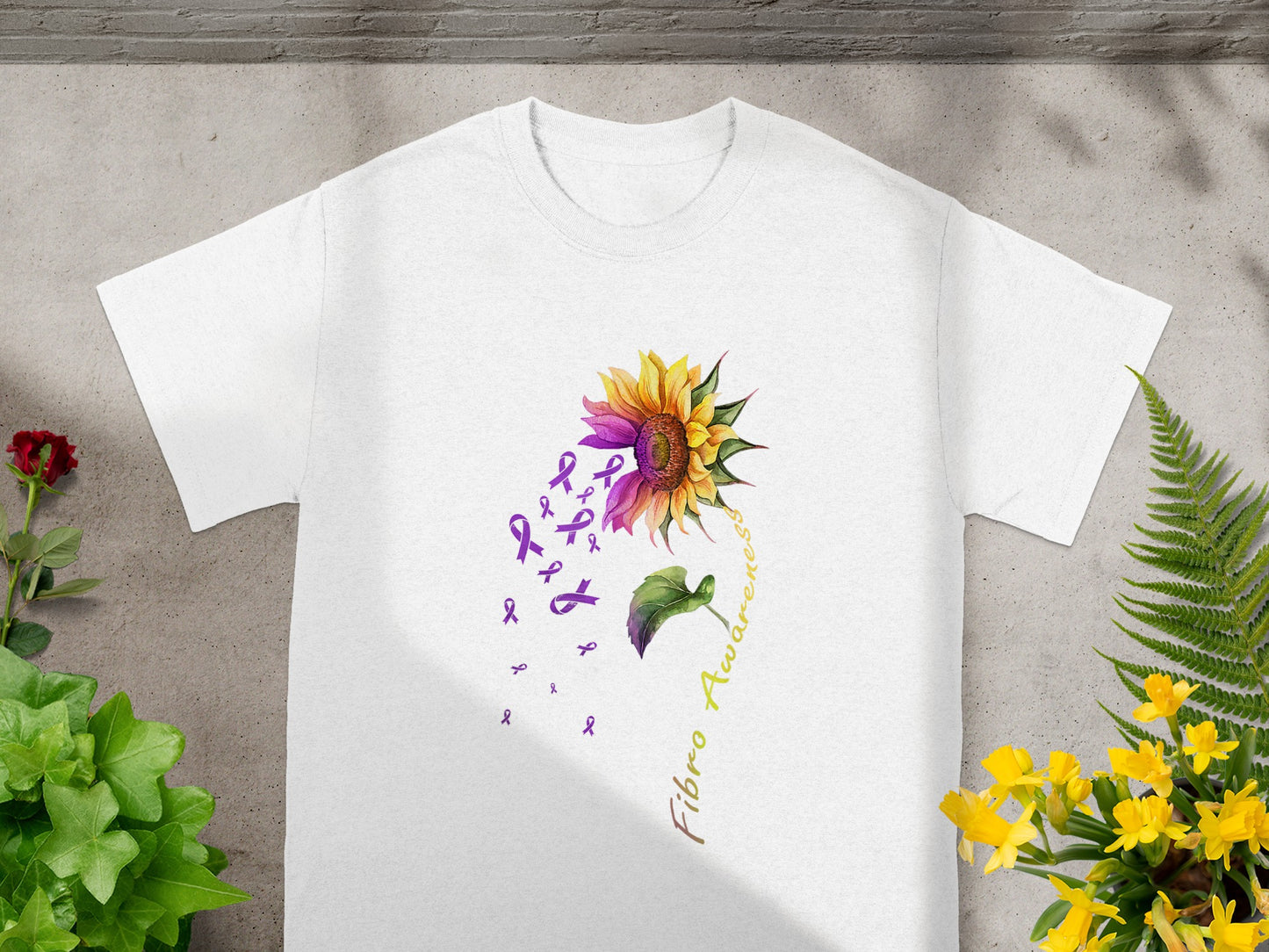 Fibro Awareness Sunflower Design T-Shirt