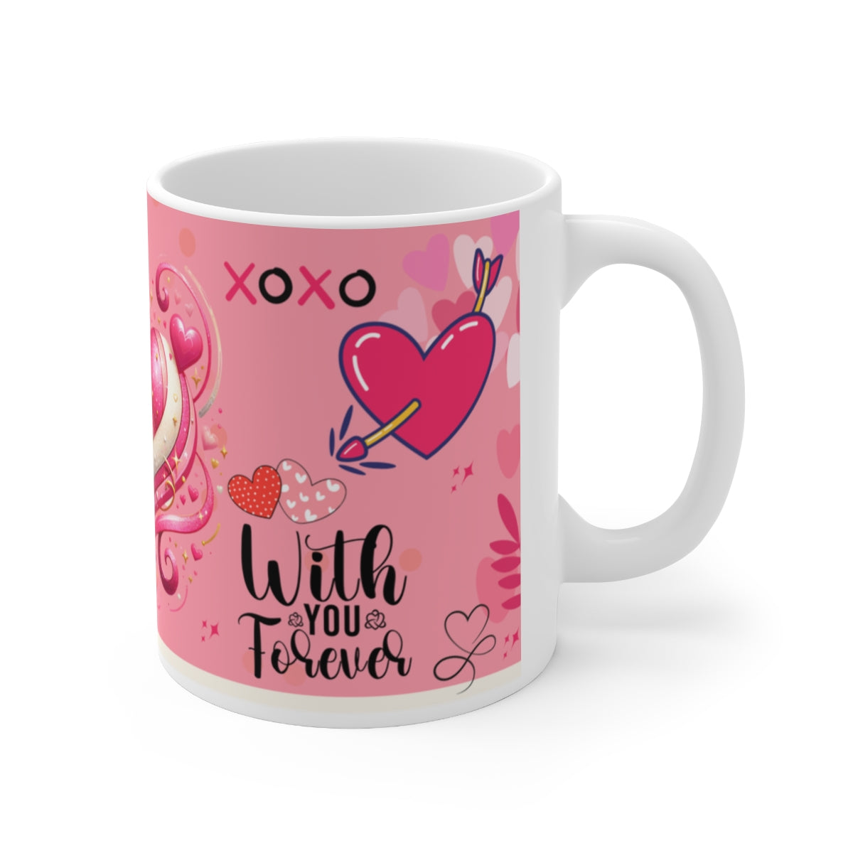 With You Forever XOXO Heart Design Mug