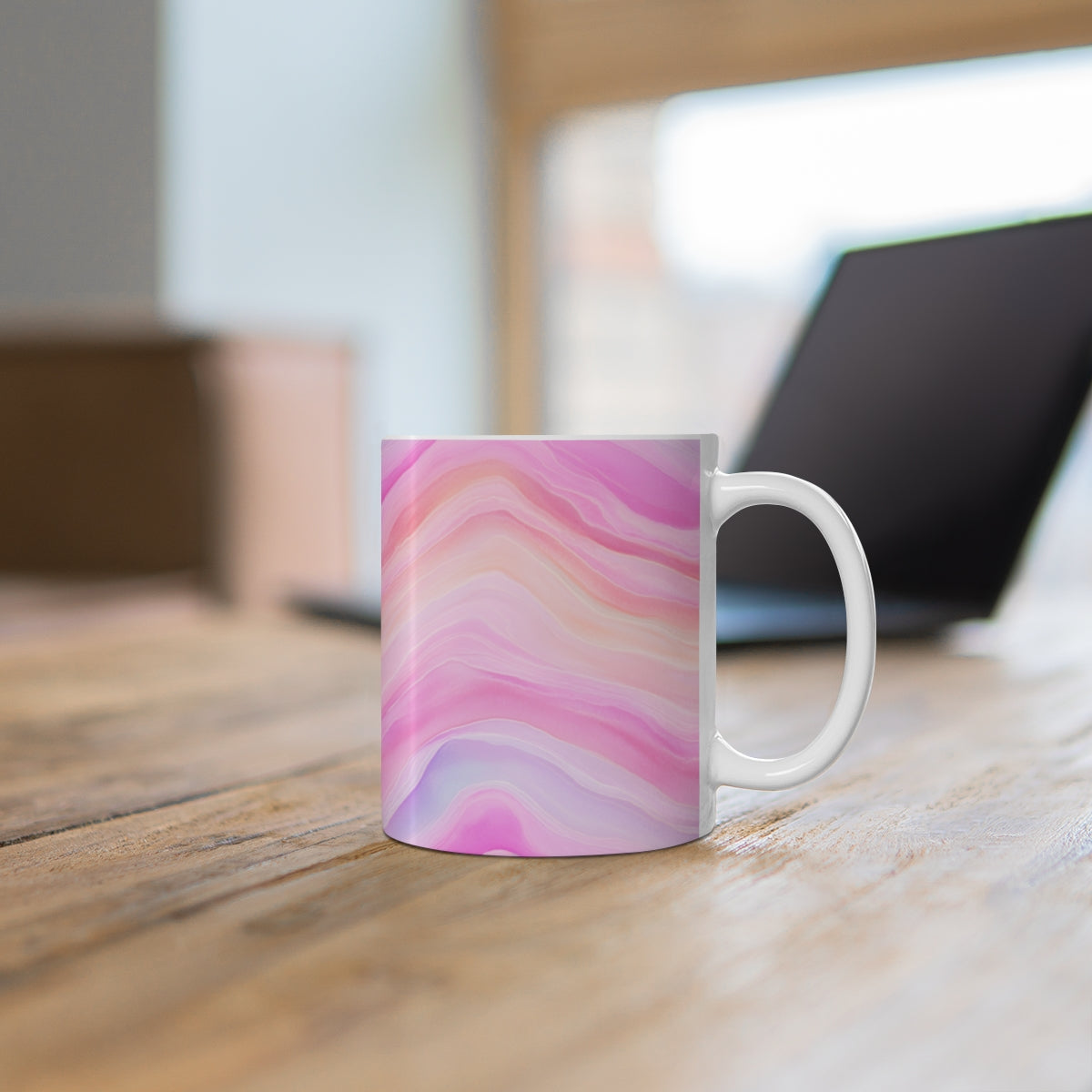 Pink Swirl Abstract Art Design Mug Perfect for Home