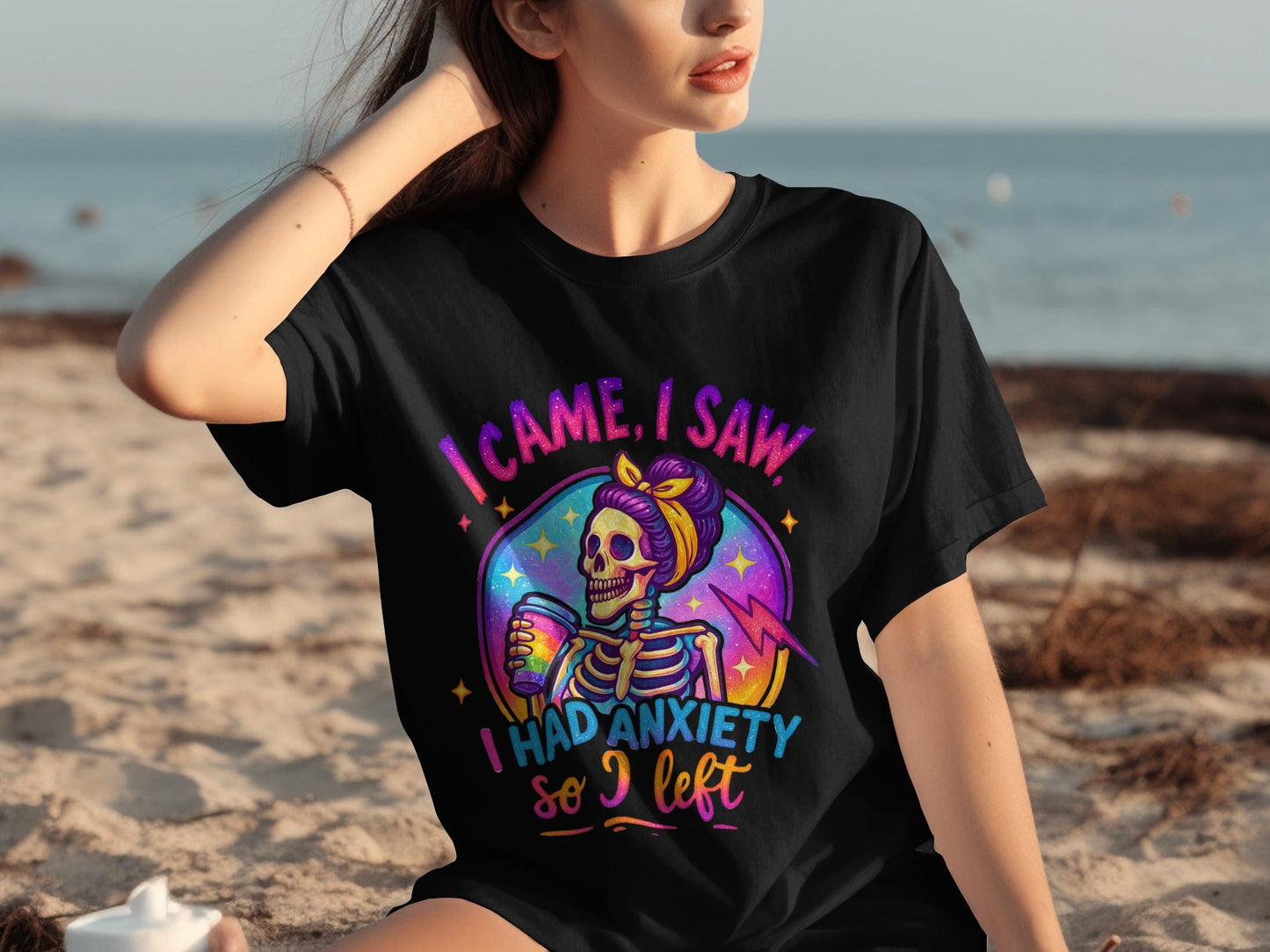 I Came I Saw I Had Anxiety So I Left Black T-Shirt