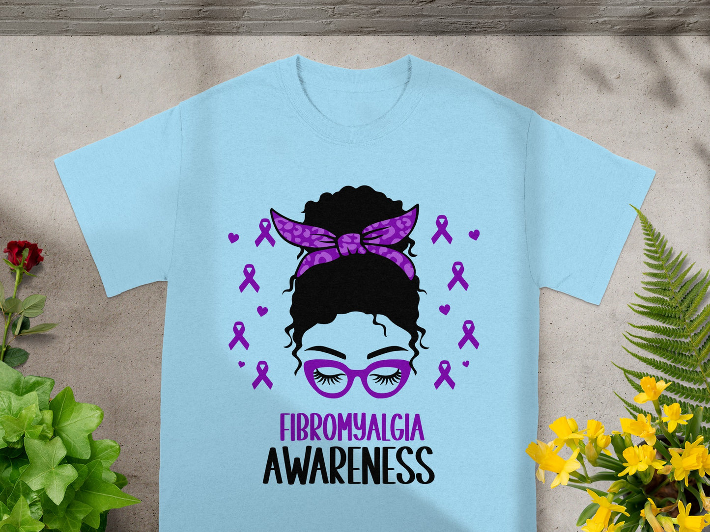 Fibromyalgia Awareness Design with Purple Ribbon T-Shirt