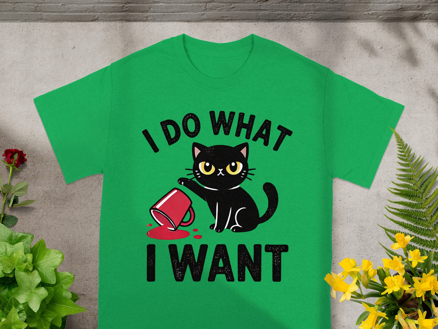 I Do What I Want Black Cat and Red Mug T-shirt Product