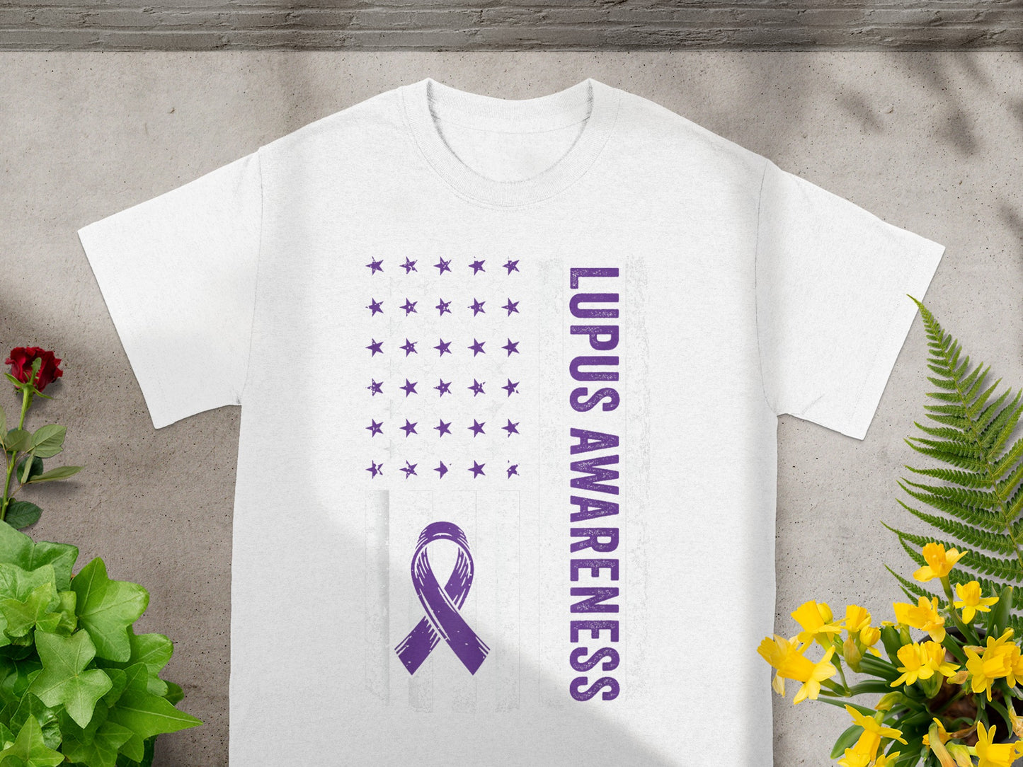 Lupus Awareness Stars and Ribbon Design T-Shirt