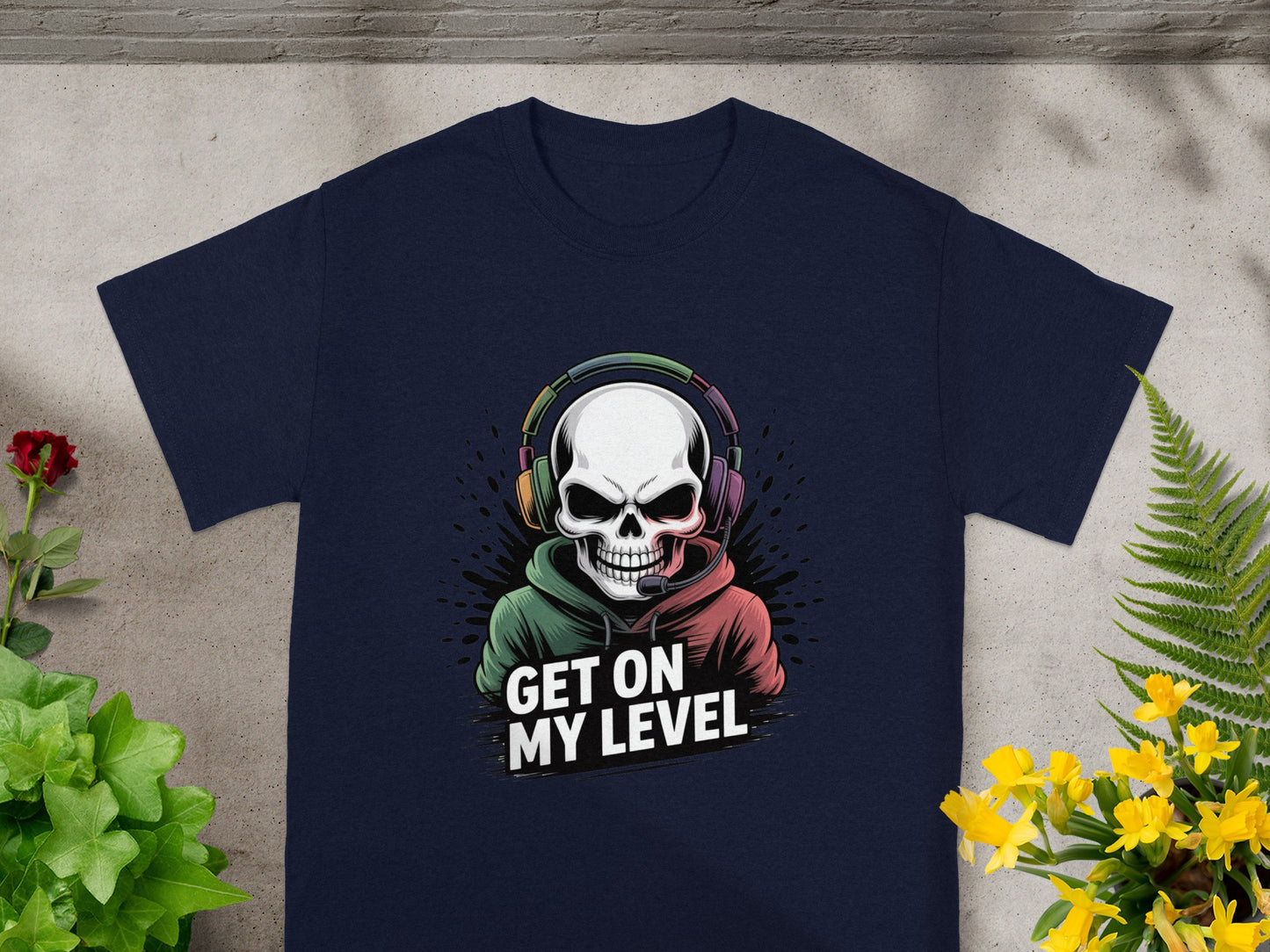 Get On My Level Skull Gamer Graphic T-shirt