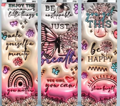 3D Inflated Butterfly Positive Affirmation Tumbler