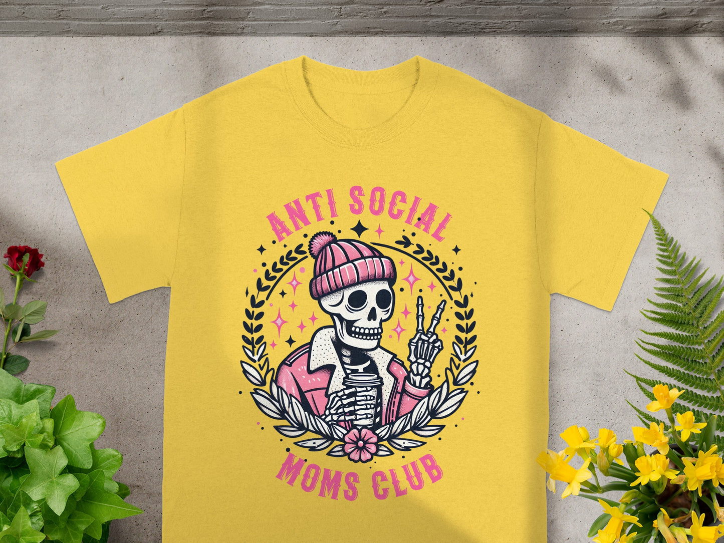 Anti Social Moms Club Skeleton Graphic T-Shirt