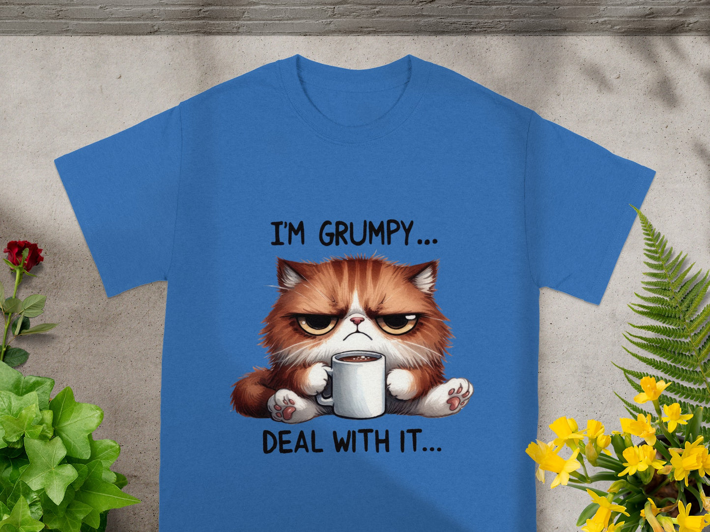 I'm Grumpy Deal With It Funny Cat Graphic T-Shirt