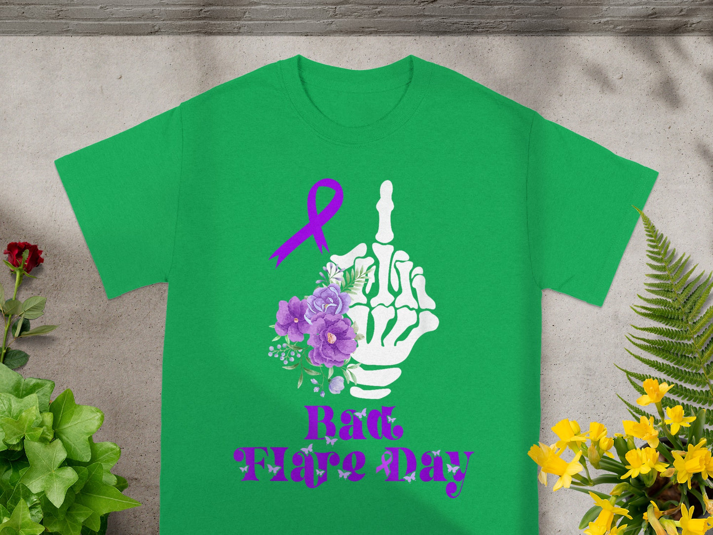 Bad Flare Day Skeleton Middle Finger Graphic Tee