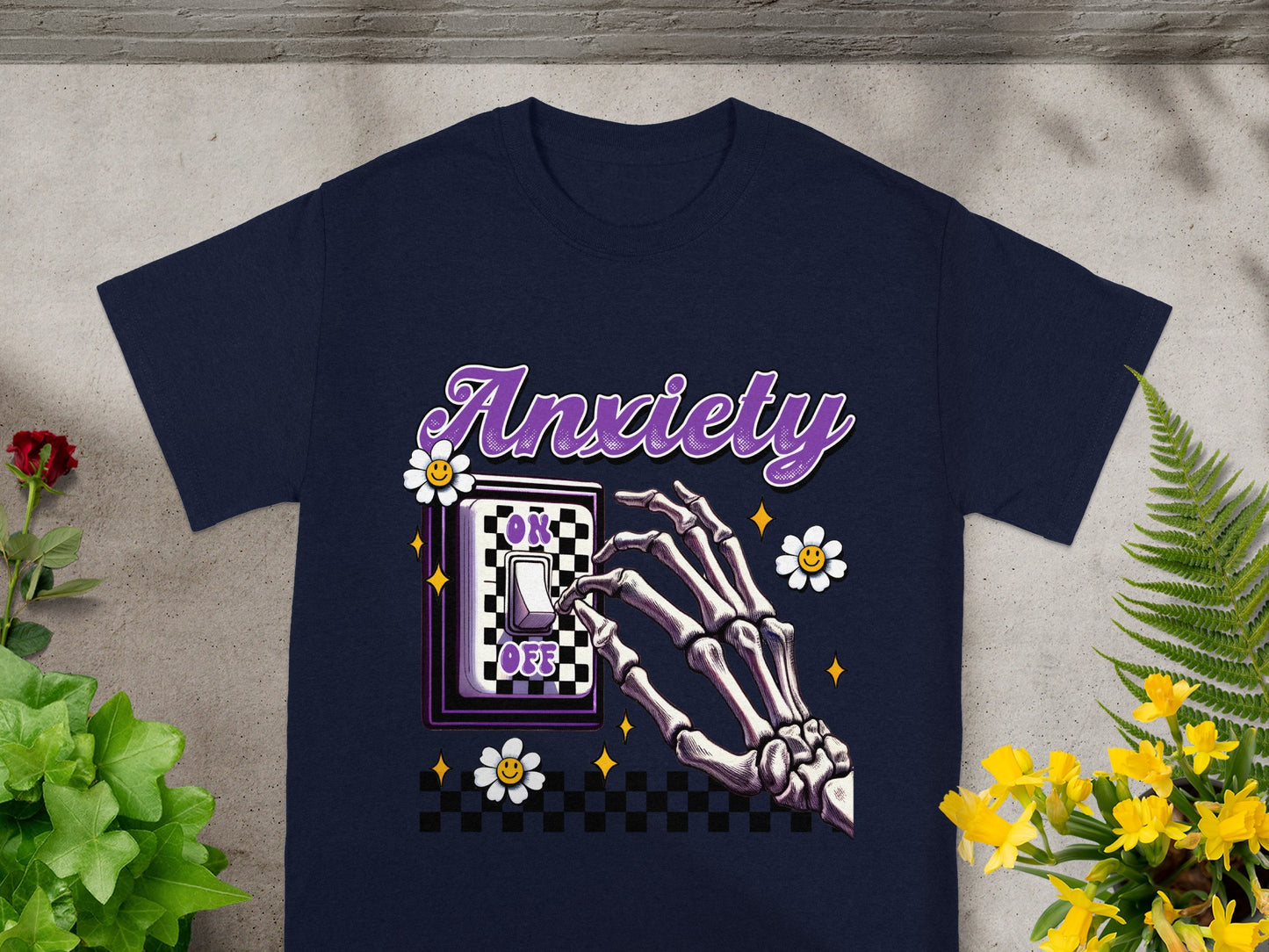 Anxiety On Off Skeleton Hand Switch T-shirt