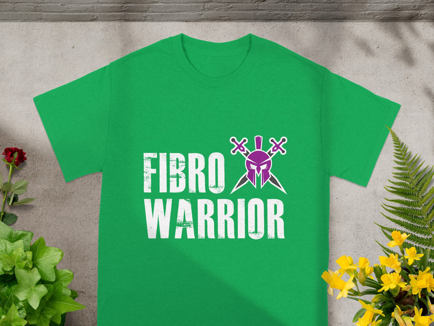Fibro Warrior T-shirt with Sword Helmet Graphics