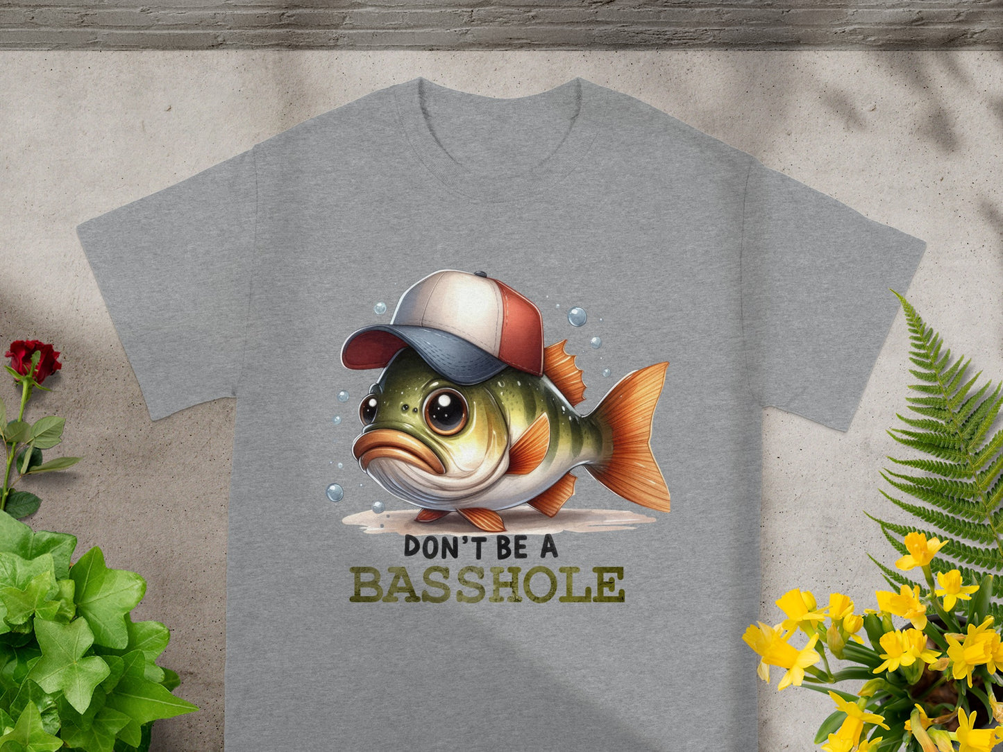 Don't Be a Basshole Funny Fish Graphic Tee