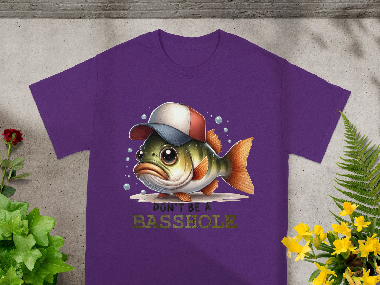 Don't Be a Basshole Funny Cartoon Fish T-Shirt