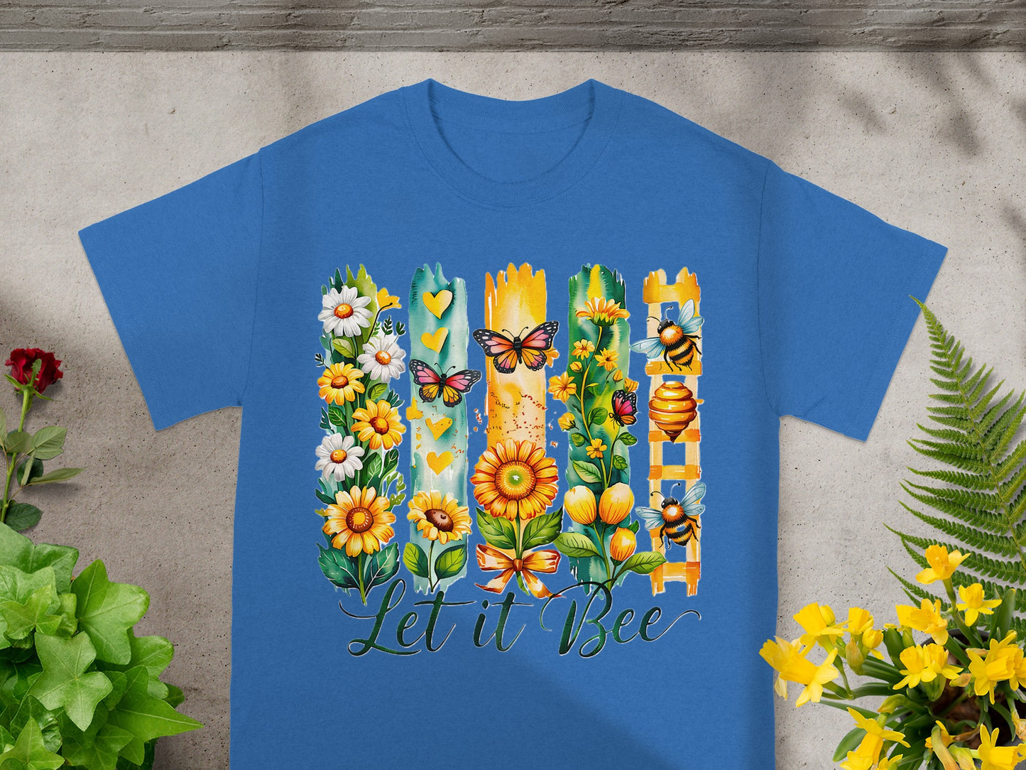 Vibrant Summer Let It Bee Floral Art T-Shirt