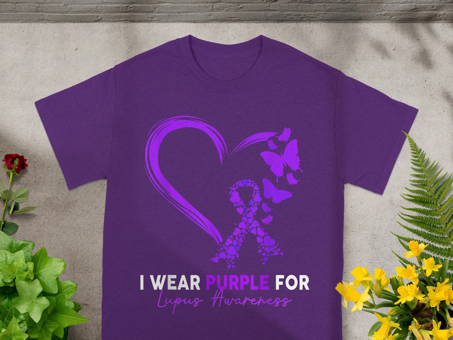 I Wear Purple For Lupus Awareness Butterfly Shirt