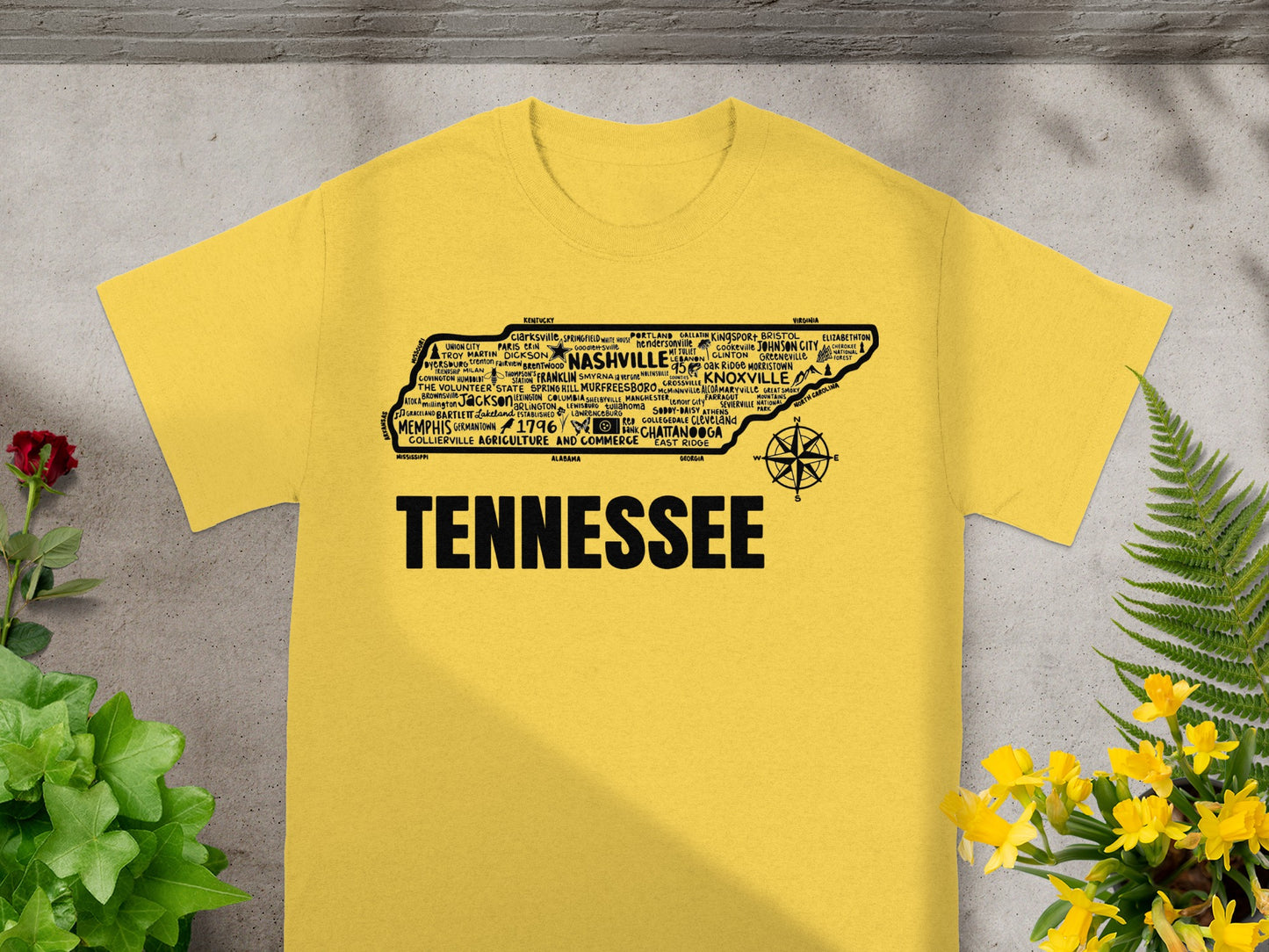 Tennessee State Map Typography Design T-shirt