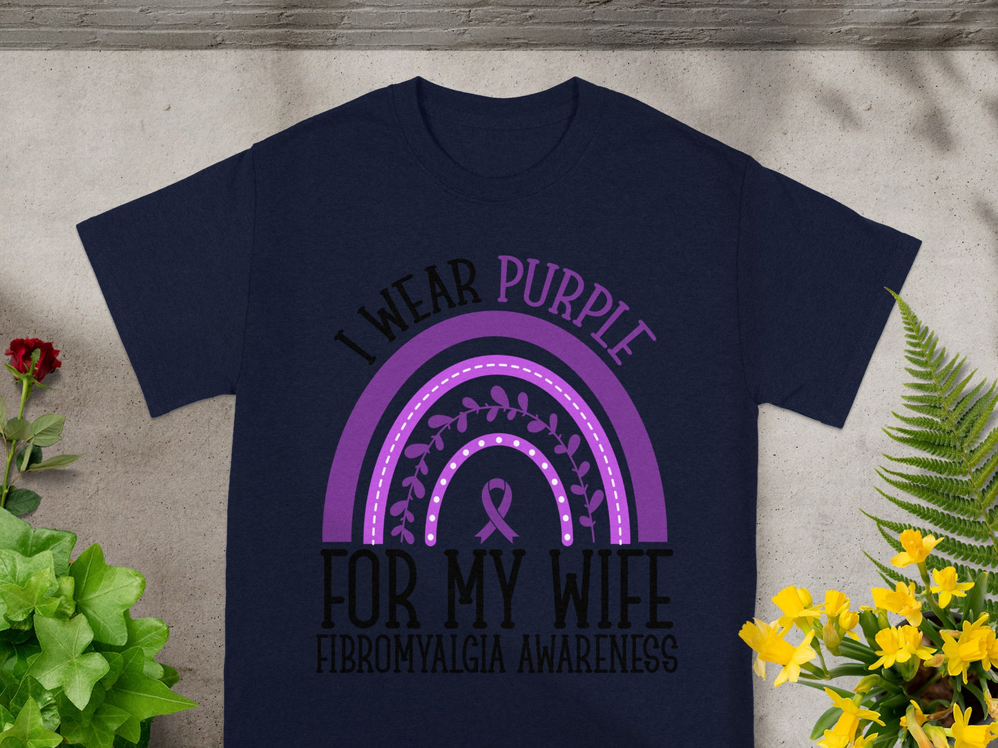 I Wear Purple For My Wife Fibromyalgia Awareness Shirt