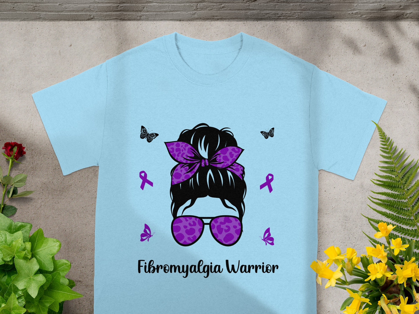 Fibromyalgia Warrior With Purple Bandana T-Shirt