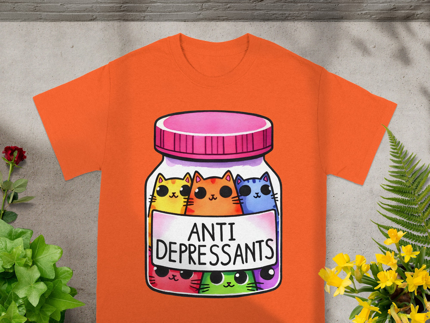 Colorful Cats Anti Depressants Graphic T-Shirt