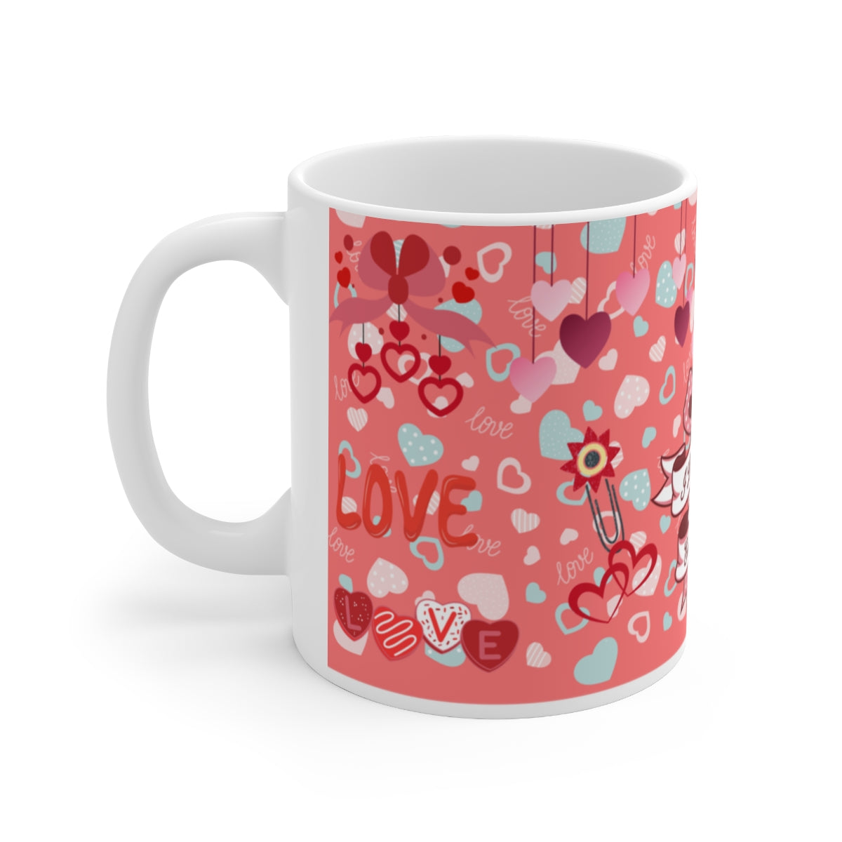 Colorful Love Hearts Patterned Valentine's Day mug