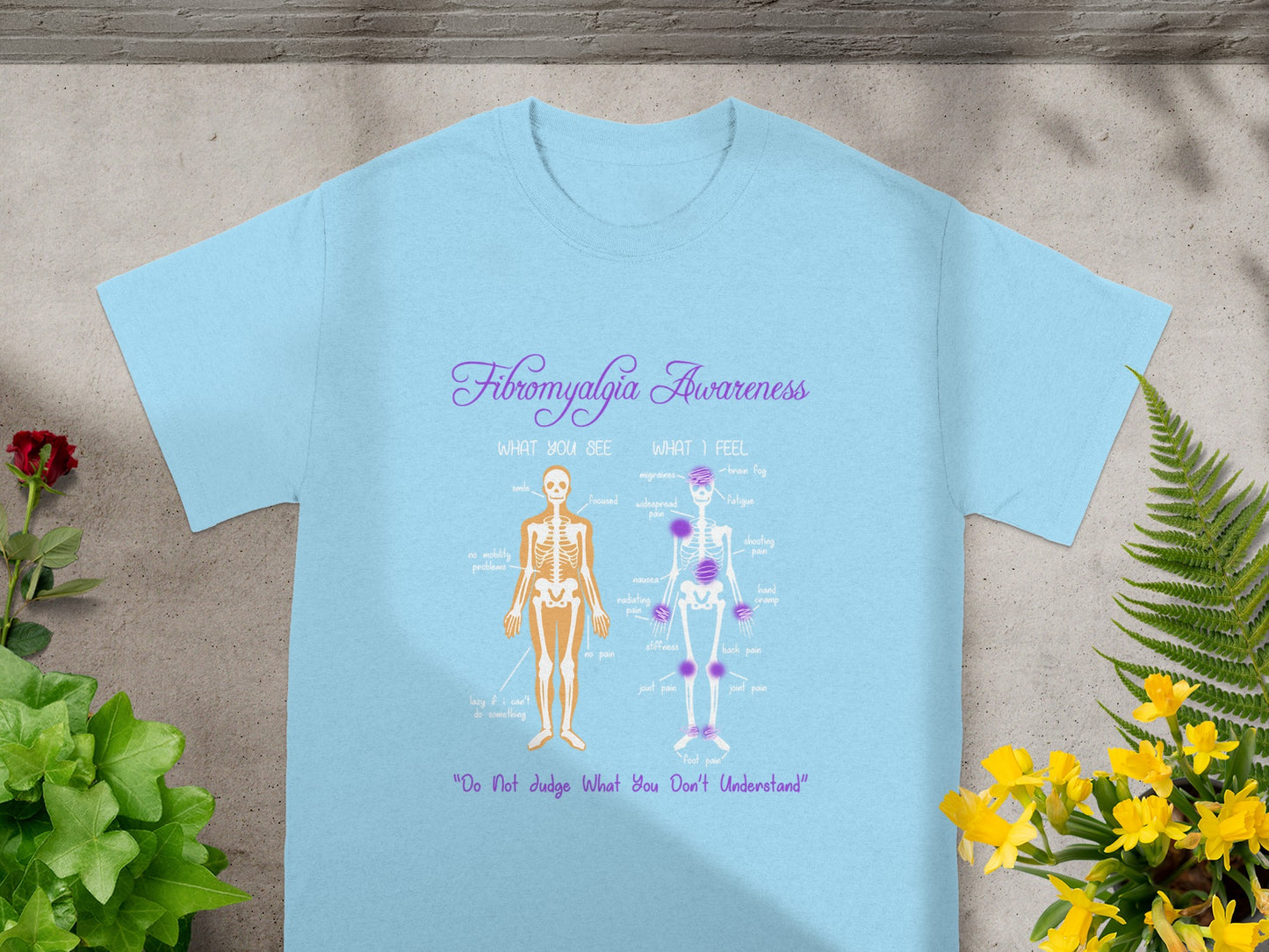 Fibromyalgia Awareness T-Shirt with Educational Design
