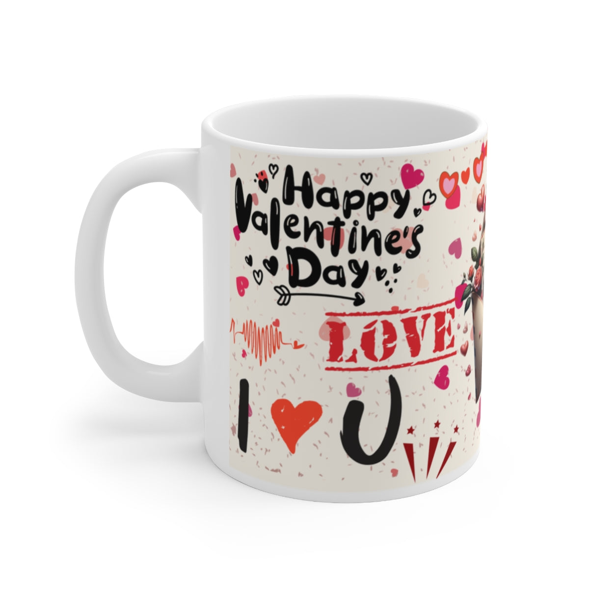 Happy Valentine's Day Love I Heart You Design Mug