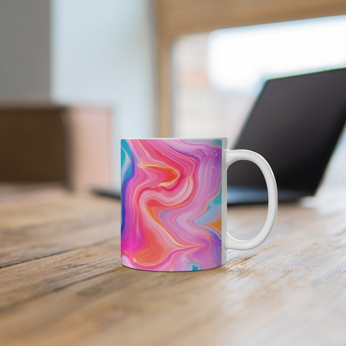 Colorful Abstract Swirl Design Mug for a Creative Twist