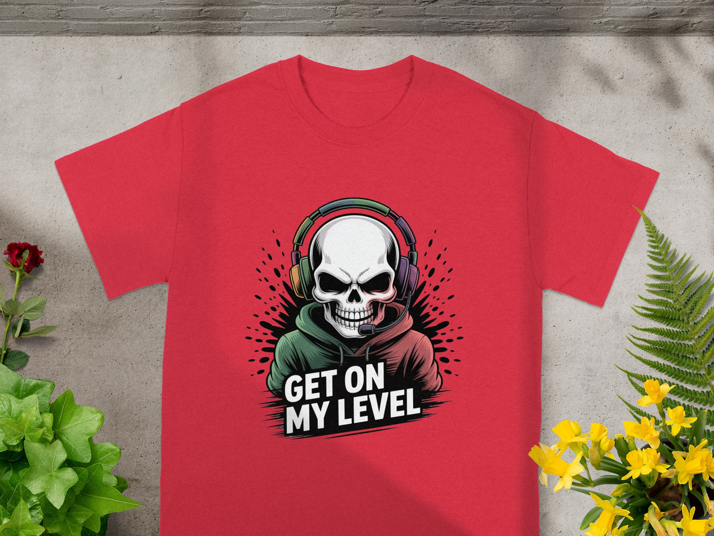 Get On My Level Skull Gamer Graphic T-shirt
