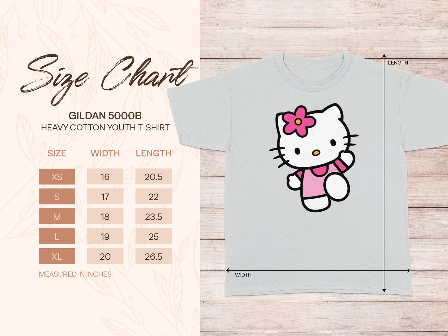 GILDAN 5000B YOUTH T-SHIRT Cartoon Cat Pink Bow product type
