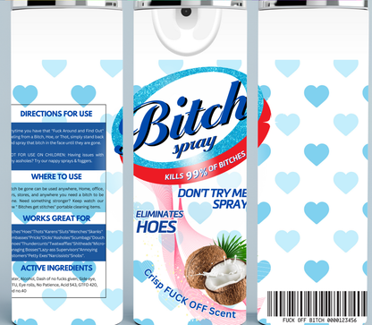 Blue hearts and white background coconut Bitch Be Gone tumbler